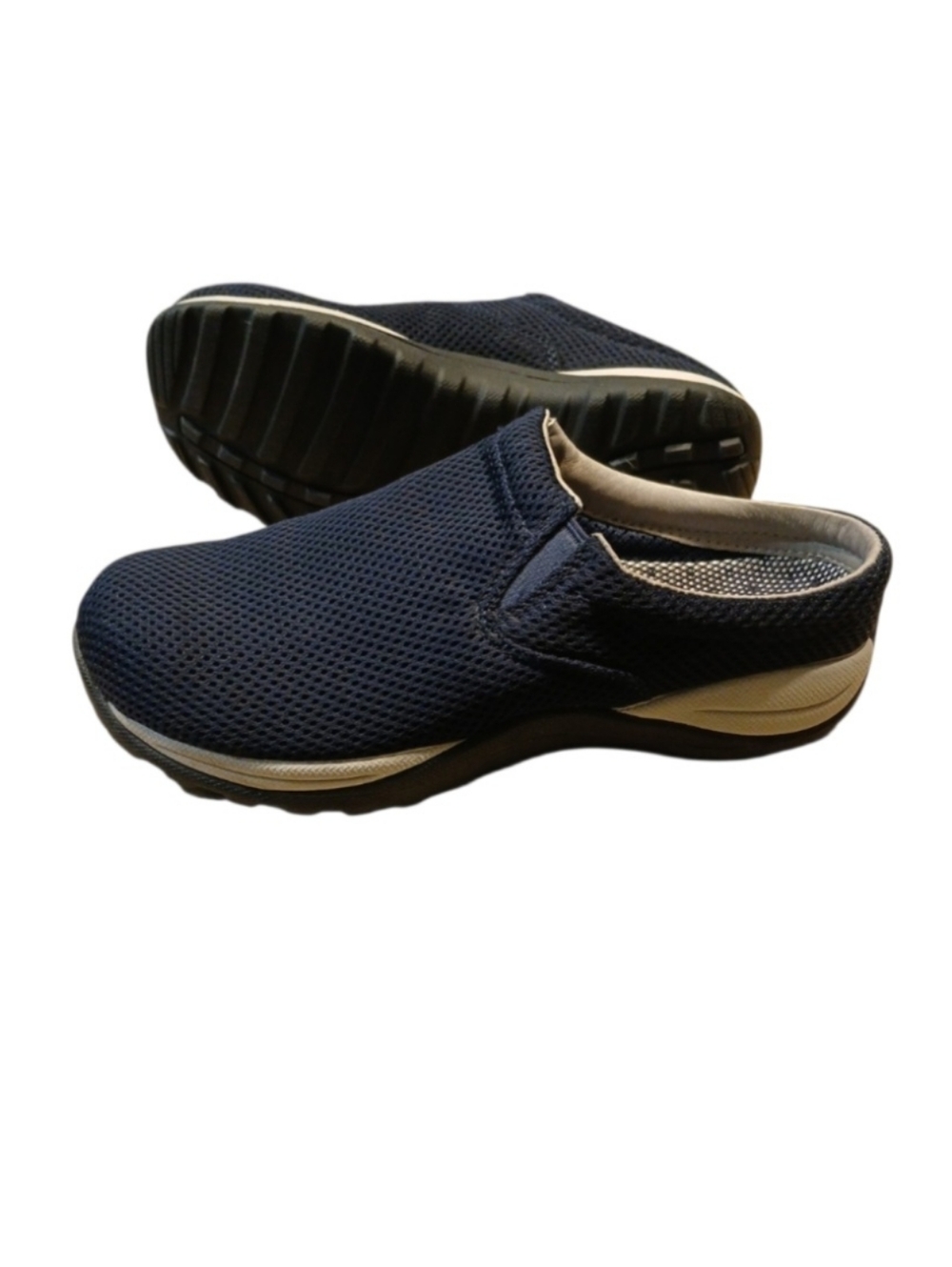 L.L. Bean Navy Mesh Slip-On Clogs